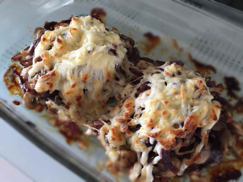 cheeseburgers with fried mushrooms and onions