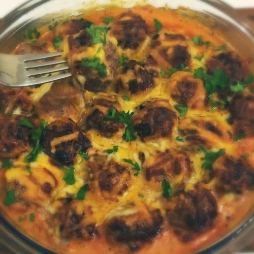Keto Meatballs in Creamy Tomato Sauce