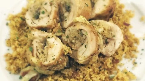 Low Carb Stuffed Chicken with Spicy Cauliflower Rice